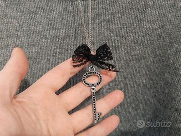 Collana "Key & Lace Bow" Handmade