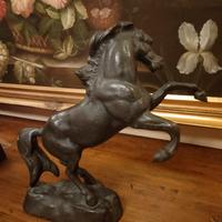 Statua cavallo rampante in bronzo 
