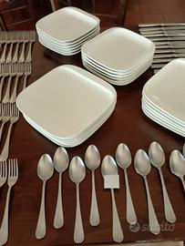 Servizio  Porcellana bianca e posate 72 pezzi