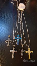 set collana con croce in acciaio