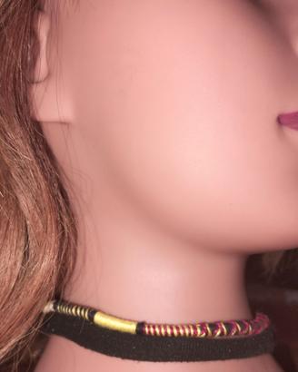 Collana treccia in cotone realizzata a mano