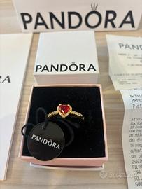 Anello Pandora oro cuore rosso nuovo tg 56