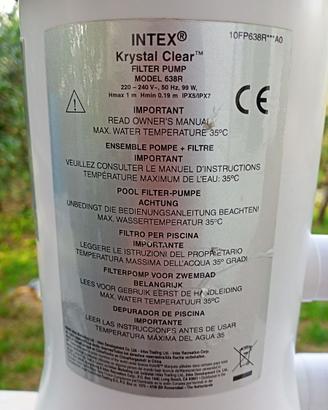 Pompa Intex Crystal Clear 638R + n. 2 filtri