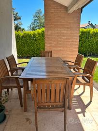 Set tavolo da giardino in legno teak + 6 sedie