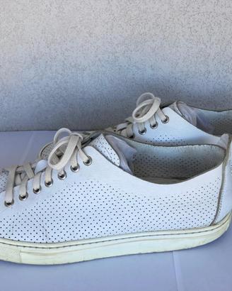 Sneakers pelle MinoRonzoni bianche–Tg. 45 (cm 30,1