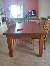 Tavolo legno massello e 6 sedie