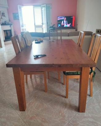 Tavolo legno massello e 6 sedie