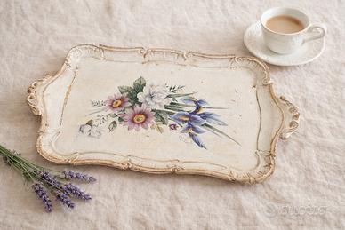 Vassoio vintage shabby chic floreale