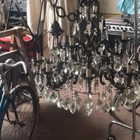 Lampadario vintage bronzo cristallo di boemia