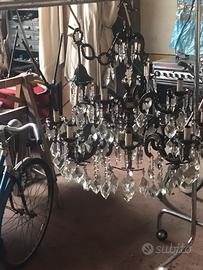 Lampadario vintage bronzo cristallo di boemia