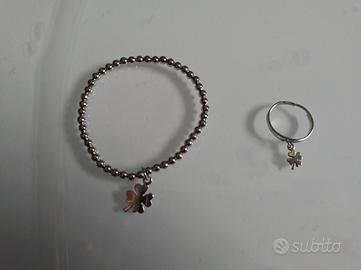 Bracciale e anello quadrifoglio nuovi