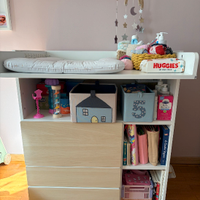 Fasciatoio, bianco/con 3 cassetti, 90x79x10