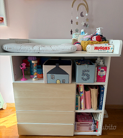 Fasciatoio, bianco/con 3 cassetti, 90x79x10