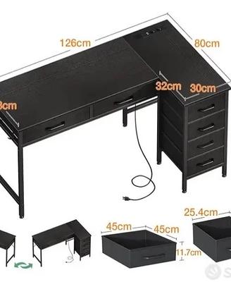 
Scrivania Angolare e Sedia Ergonomica con Rotelle