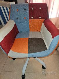 Poltrona con ruote in tessuto Patchwork