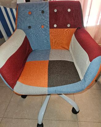 Poltrona con ruote in tessuto Patchwork