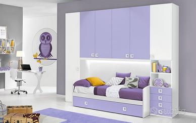 2 Letti singoli Mondo Convenienza Bianco Lilla