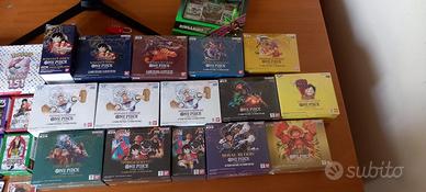 lotto carte one piece e pokemon e box