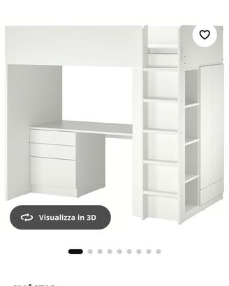 letto soppalco  con scrivania e armadio