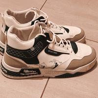 Sneakers High-Top Bicolore Bianco/Nero 