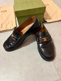 Mocassini Gucci GG – Nero con dettagli Verde/Rosso