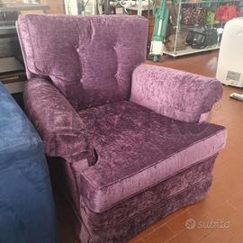 POLTRONA VIOLA VELLUTO VINTAGE 80 X 82 X 87 H