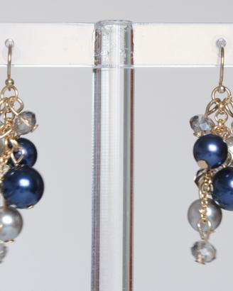 Parure orecchini collana bracciale blu argentato