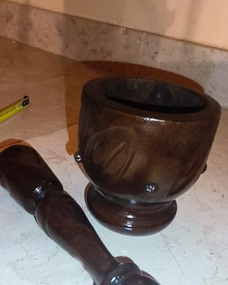 Mortaio in legno massello con pestello