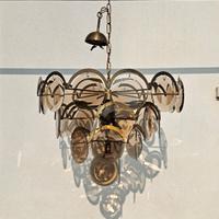 Lampadario anni 70 dischi vetro fumé stile Vistosi