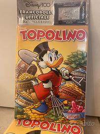 Topolino 3542 con francobollo disney 100