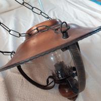 lampadario in rame con catena