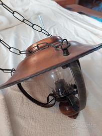 lampadario in rame con catena
