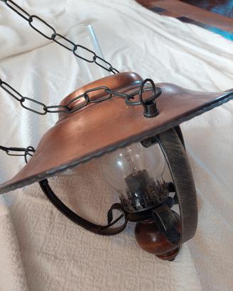 lampadario in rame con catena