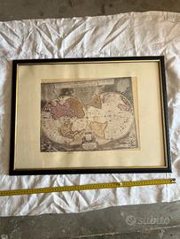 Quadro mappamondo antico stampa cartografica