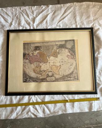 Quadro mappamondo antico stampa cartografica