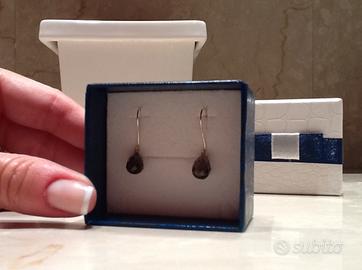 Orecchìni oro giallo con quarzo a goccia