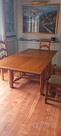 TAVOLO IN LEGNO MASSELLO ALLUNGABILE + 4 Sedie