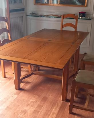 TAVOLO IN LEGNO MASSELLO ALLUNGABILE + 4 Sedie