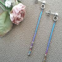 Orecchini leggeri Titanio e Argento 925 bacchetta