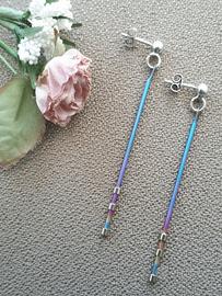 Orecchini leggeri Titanio e Argento 925 bacchetta