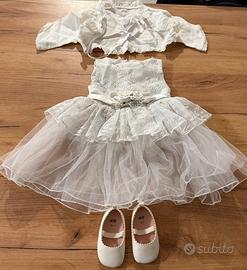 Vestito battesimo cerimona bimba completo 6/9 mesi