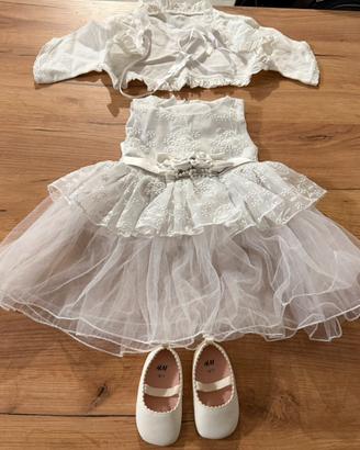 Vestito battesimo cerimona bimba completo 6/9 mesi