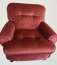 Poltrona vintage rossa scura