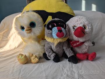 Lotto 4 Peluche: 2 Ty Originali, Cuscino e Cicogna