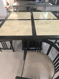 tavolo in legno massello allungabile  con marmo