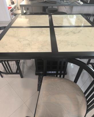 tavolo in legno massello allungabile  con marmo