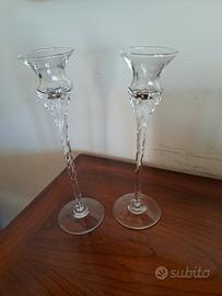 Coppia candelabri vintage in vetro