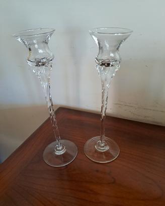 Coppia candelabri vintage in vetro
