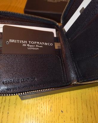 Portafoglio in pelle nero British Topman & Co