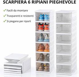 SCARPIERA 6 RIPIANI PIEGHEVOLE BIANCO E TRASPARENT